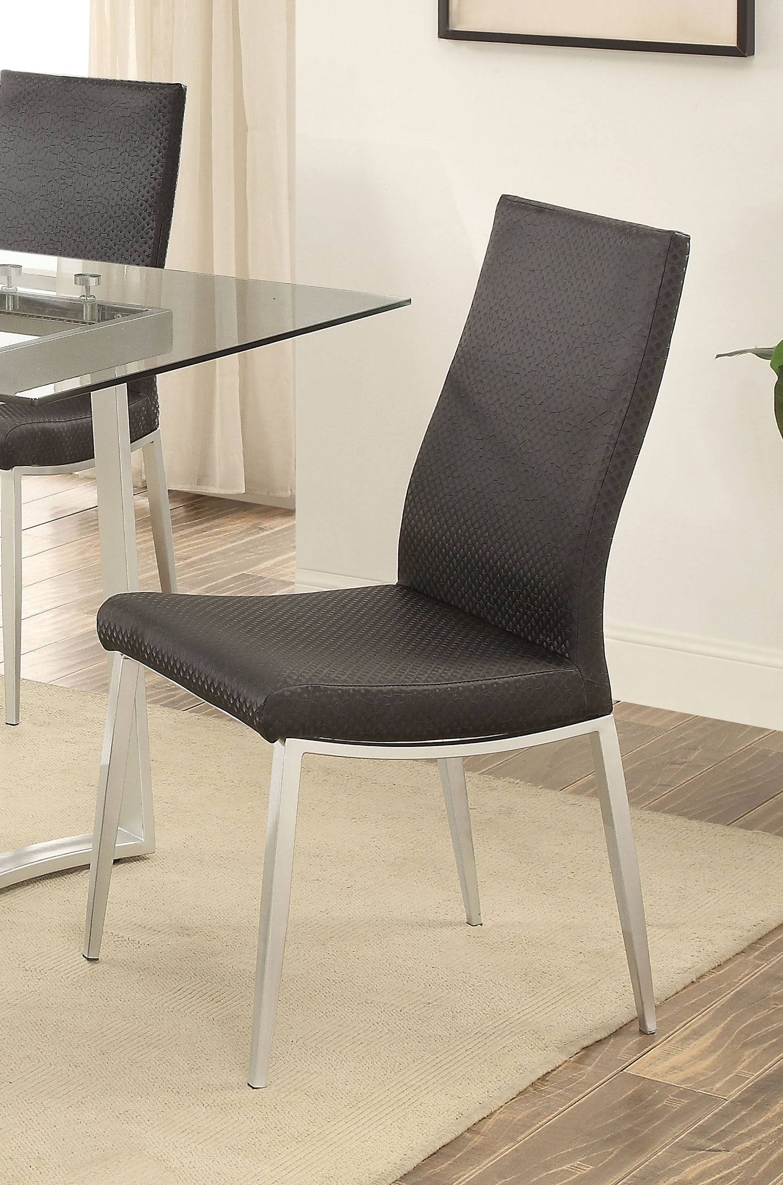 Silver/Black Side Chair Set of 2 N702488