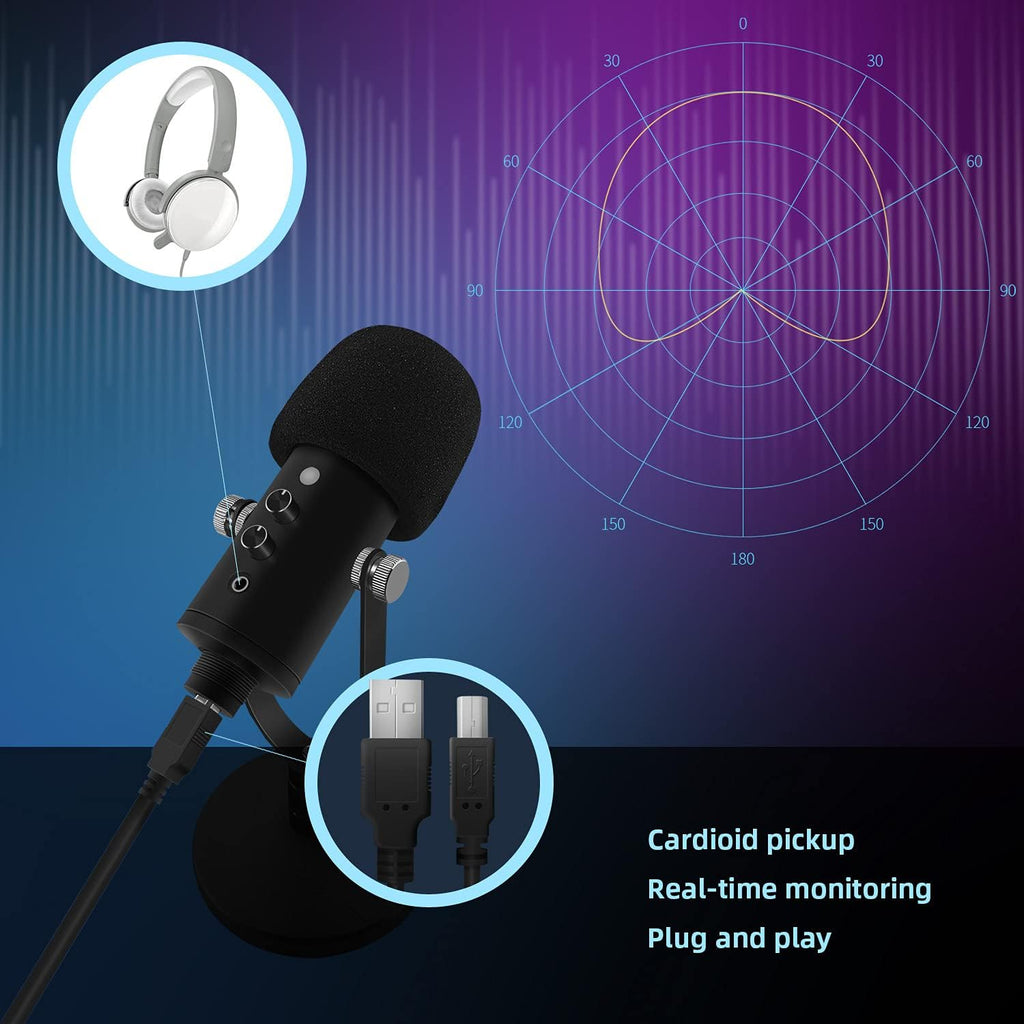 2 Pack Black USB Condenser Microphone with Mute Button H88118