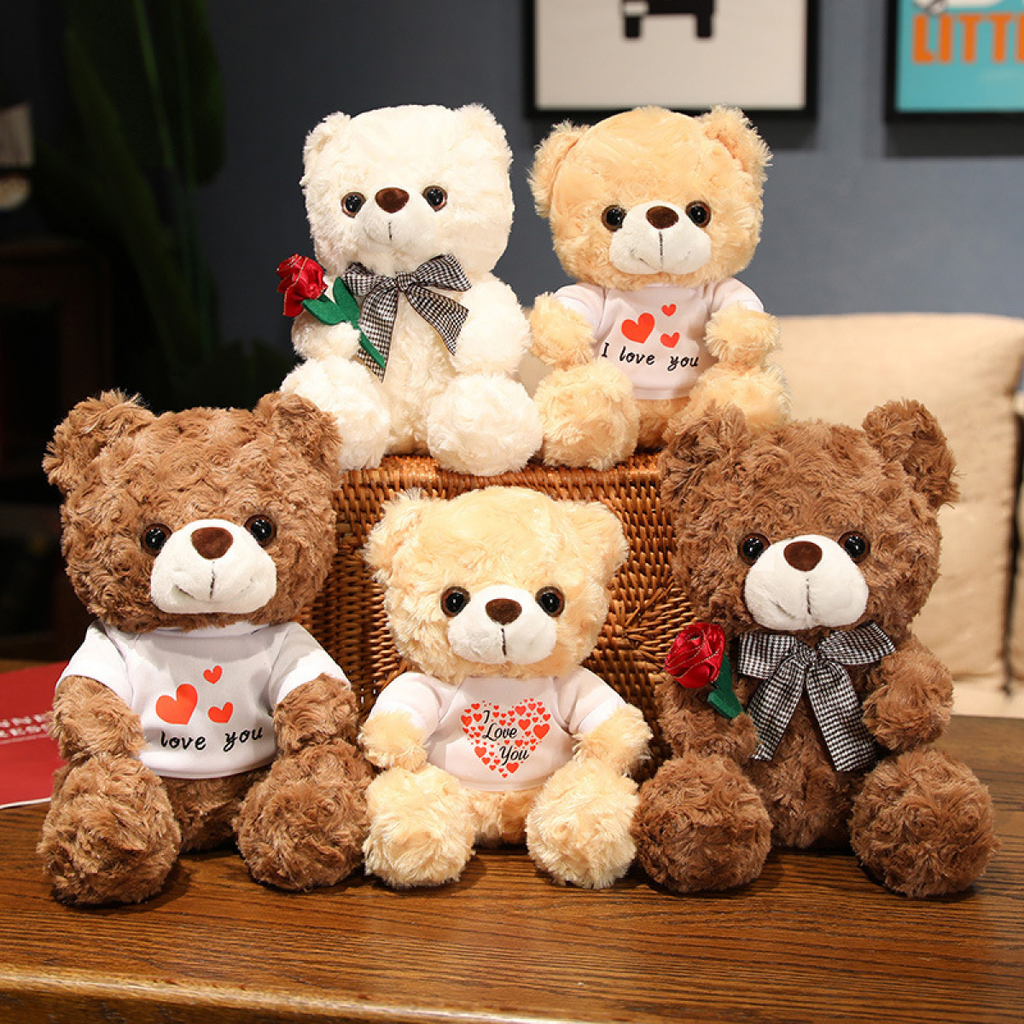 Dark Brown Roses Teddy Bear Plush Toy S6644