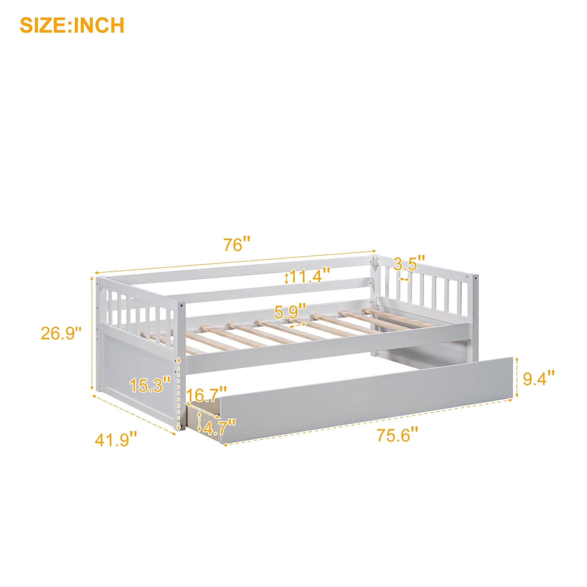 White Twin Size Daybed with 2 Drawers G5102